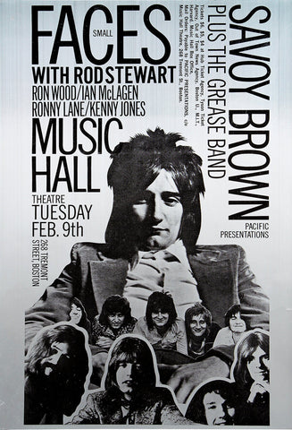 1971 Faces Rod Stewart Savoy Brown Boston MA 13 x 17 Inch Reproduction Concert Memorabilia Poster