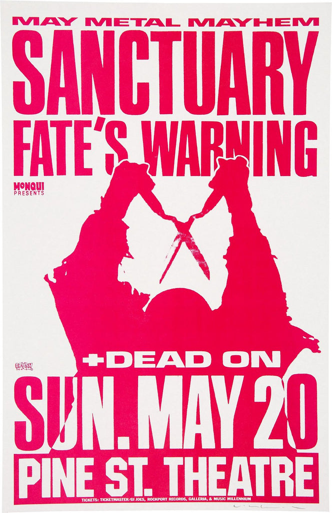 1989 Sanctuary & Fate's Warning Pine St. Theater 13 x 17 Inch Reproduction Concert Memorabilia Poster