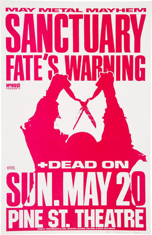 1989 Sanctuary & Fate's Warning Pine St. Theater 13 x 17 Inch Reproduction Concert Memorabilia Poster
