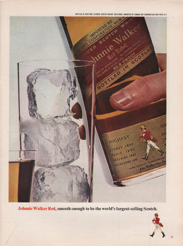 1965 Vintage JOHNNIE WALKER Red Label Scotch Whiskey Distillery Print Ad