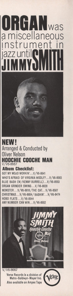 1966 Vintage Jimmy Smith Hoochie Coochie Man Verve Jazz Record Promo Print Ad