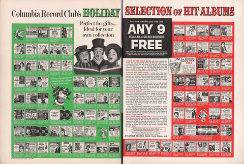 1966 Vintage 2-Pg Columbia House Record Music Service Club & Card Promo Print Ad