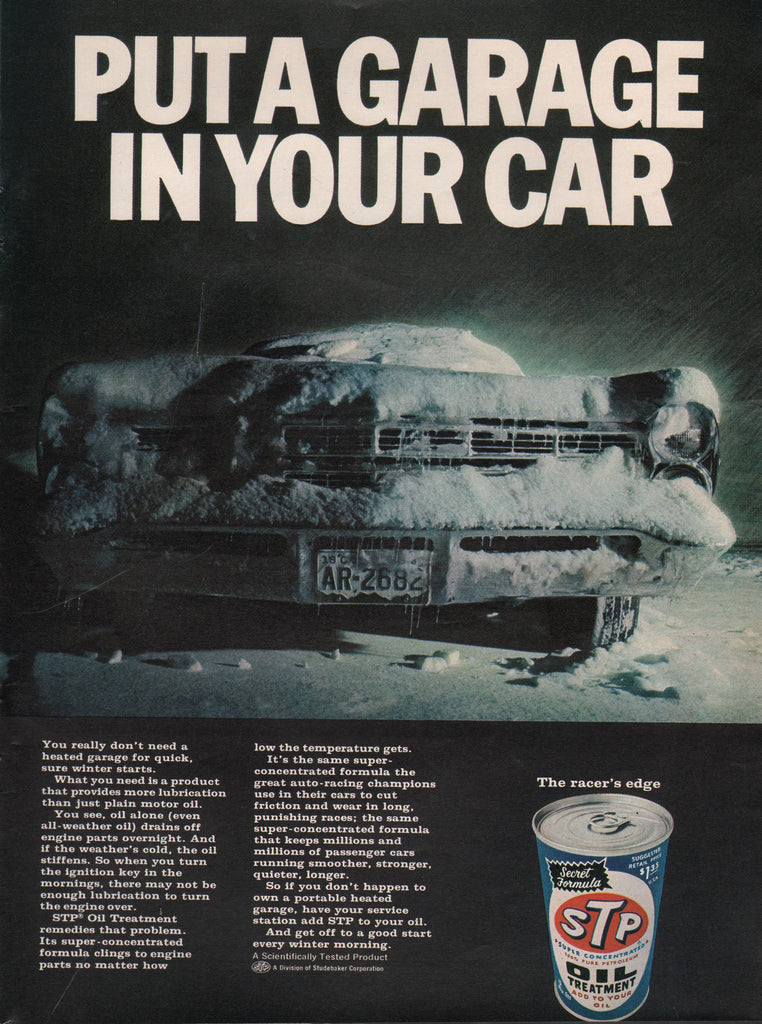 1968 Vintage STP Oil Treatment The Racers Edge Garage In Your Car Print Ad