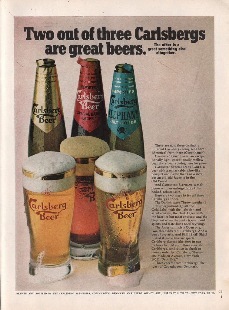 1971 Vintage CARLSBERG Lager Beer Breweriana Print Ad
