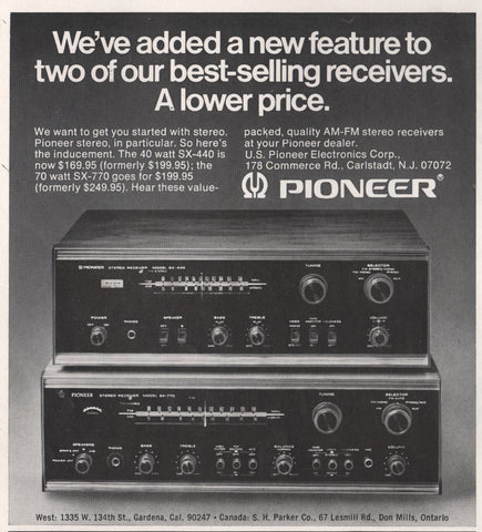 1971 Vintage PIONEER SX-440 & SX-770 AM/FM Stereo Receivers Hi-Fi Print Ad