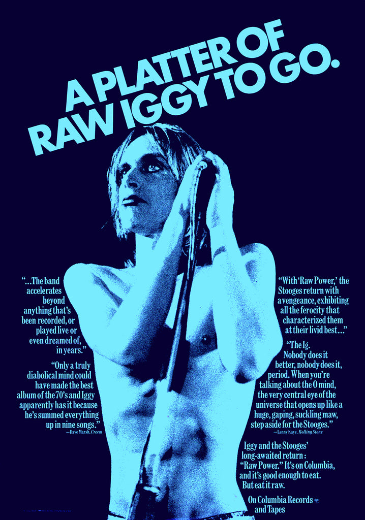 1973 Iggy & The Stooges Raw Power LP 13 x 19 Repro Record Promo Poster