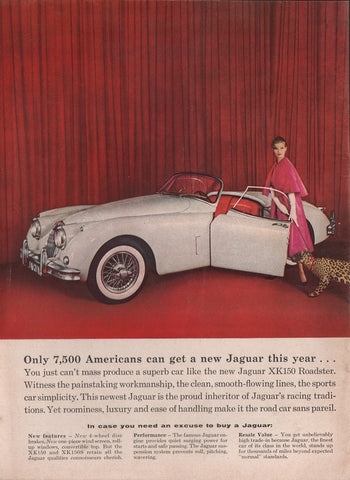 1958 Jaguar XK-150 Roadster British Sports Car Print Ad