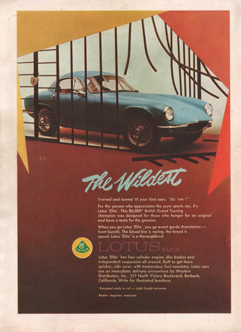 1962 Lotus Elite Wildcat British Sports Car Print Ad