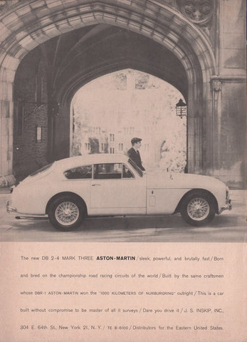 1958 Aston-Martin DB 2-4 Mark III British Sedan Car Print Ad