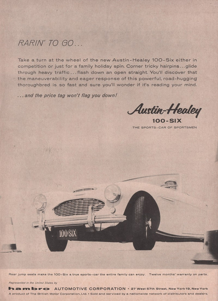 1957 Austin-Healey 100-Six British Sports Car Print Ad