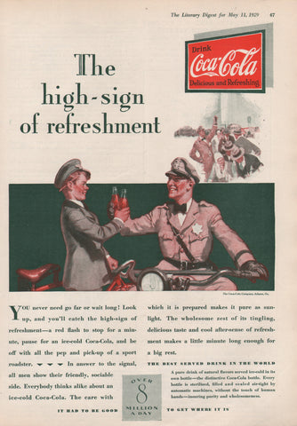 1929 Vintage Coca-Cola Officer & Messenger Beverage Soda Print Ad