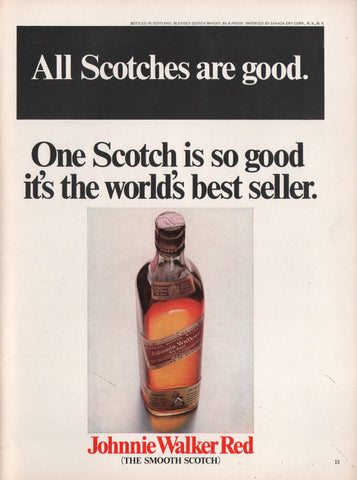 1968 Vintage JOHNNIE WALKER Red Label Scotch Whiskey Distillery Print Ad