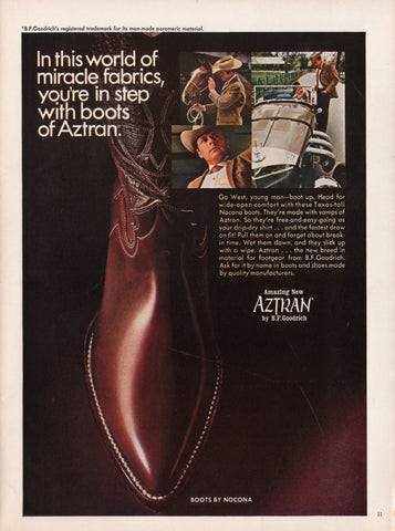 1968 Vintage NOCONA Boots Made Of Aztran Men's Footwear Print Ad