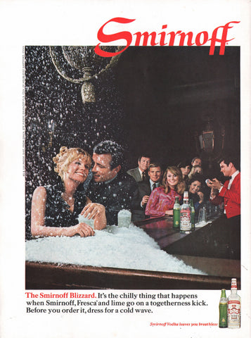 1968 Vintage SMIRNOFF Vodka Blizzard Distillery Print Ad