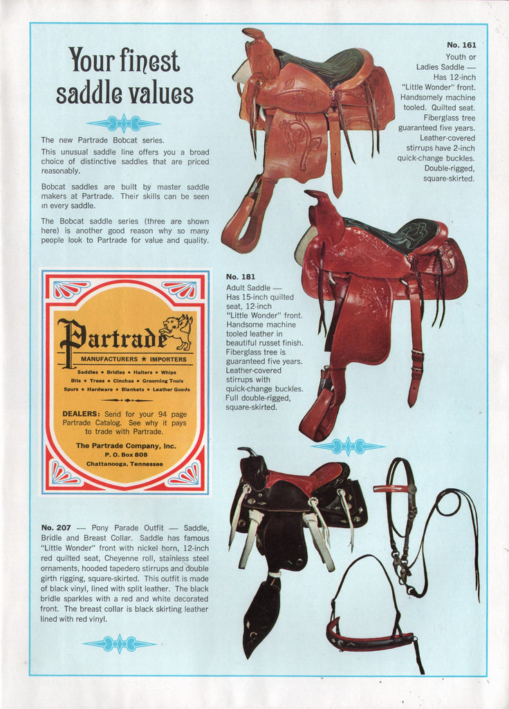 1968 Vintage PARTRADE Western Horse Saddles & Accessories Print Ad