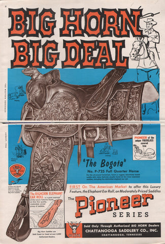 1968 Vintage 2-Pg BIG HORN Pioneer Series Western Horse Saddles Accessories Print Ad