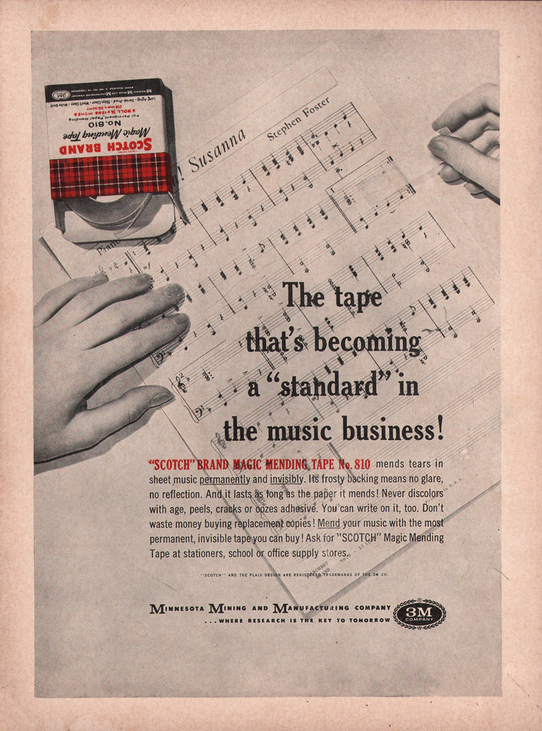 1961 Vintage 3M SCOTCH BRAND Reel Recording Tape Print Ad