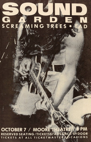 1990 Soundgarden & Screaming Trees 13 x 17 Inch Reproduction Concert Memorabilia Poster