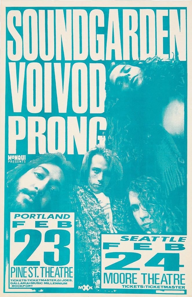 1990 Soundgarden Voivod & Prong 13 x 17 Inch Reproduction Concert Memorabilia Poster