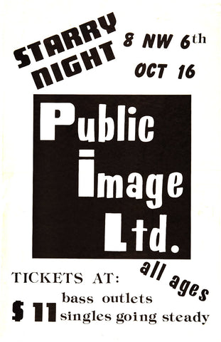 1986 PiL Starry Night 13 x 17 Inch Reproduction Concert Memorabilia Poster