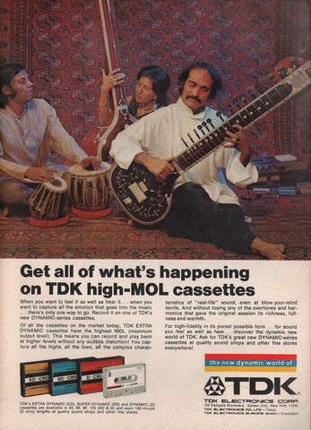 1974 Vintage TDK High MOL Extra Dynamic Cassette Tapes Print Ad