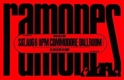 1978 Ramones Lewd Commodore Ballroom 13 x 17 Inch Reproduction Concert Memorabilia Poster