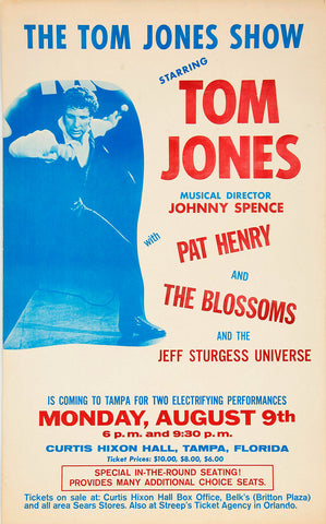 1971 Tom Jones Tampa FL 13 x 17 Inch Reproduction Concert Memorabilia Poster