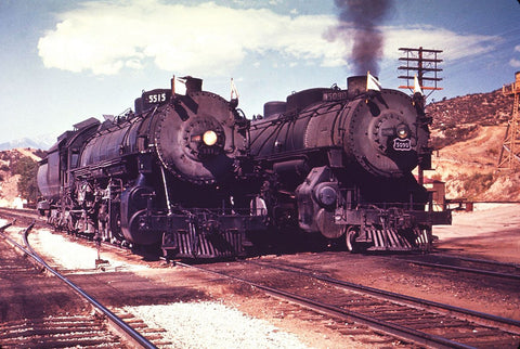 1950s Union Pacific Railroad Locomotives #5515 and #5090 Cajon Pass CA 13 x 19 Reproduction Railroad Poster
