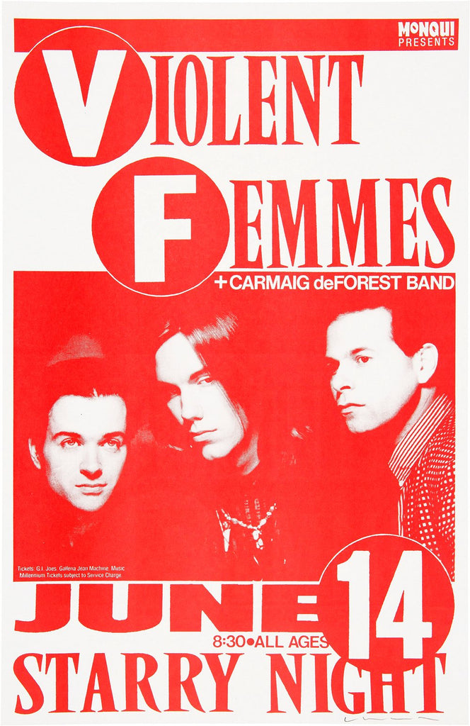 1989 Violent Femmes Starry Night 13 x 17 Inch Reproduction Concert Memorabilia Poster
