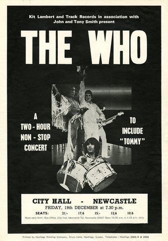 1969 Who City Hall of New Castle UK 13 x 17 Inch Reproduction Concert Memorabilia Poster