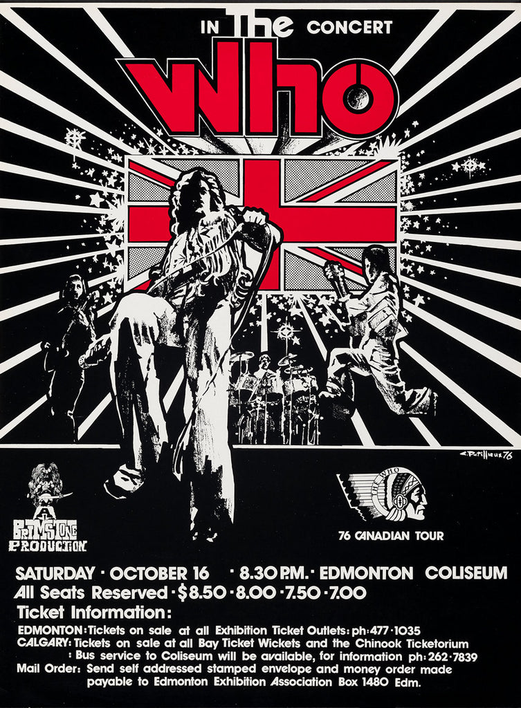 1976 Who Edmonton Coliseum BC 13 x 17 Inch Reproduction Concert Memorabilia Poster