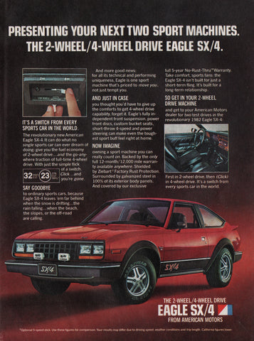 1981 Vintage AMERICAN MOTORS Eagle SX/2-4 Wheel Drive Car Automobile Print Ad